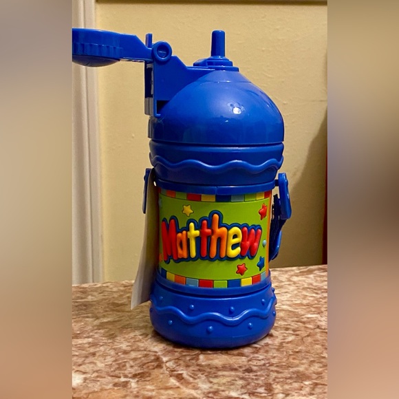 MY NAME DRINK BOTTLE  - Matthew (by John Hinde) Water bottle w/ flip straw. NWT - Picture 4 of 5
